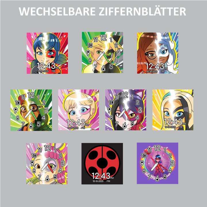 Produktbild Accutime Kinder Smart Watch Miraculous (rot): Selfie Kamera, Foto & Video, Stoppuhr, 6 Spiele, 3 Hin (40 mm)