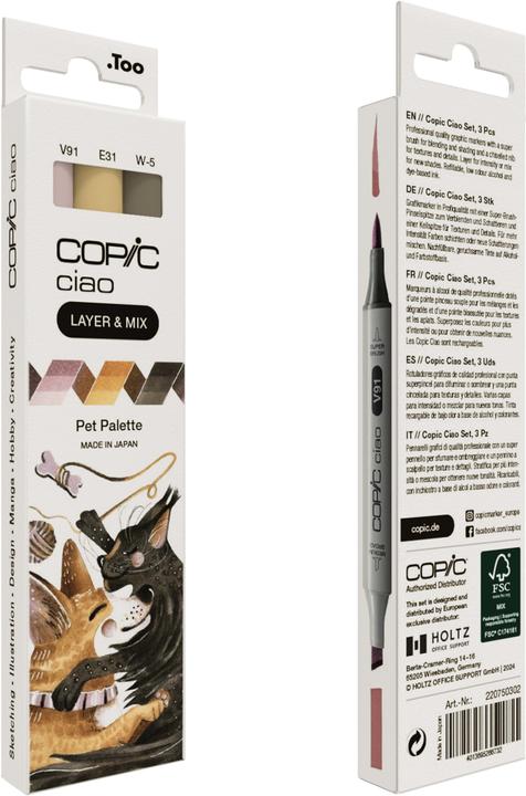 Actual product image Copic CIAO - Brand (W-5 Warm Gray No. 5, E-31 Brick Beige, B-95 Light Grayish, 6 mm, 3 x)