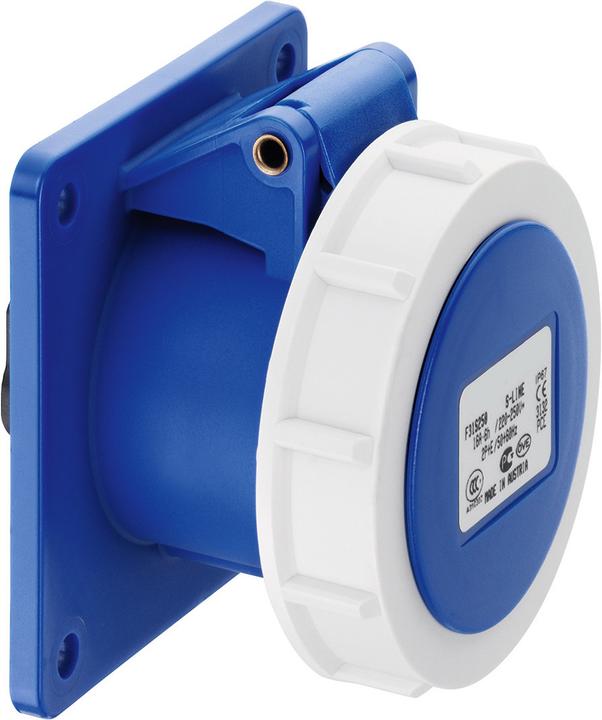 Actual product image ABL CEE flange socket straight, IP67, 16A, 3-pole, 230V, 6h blue