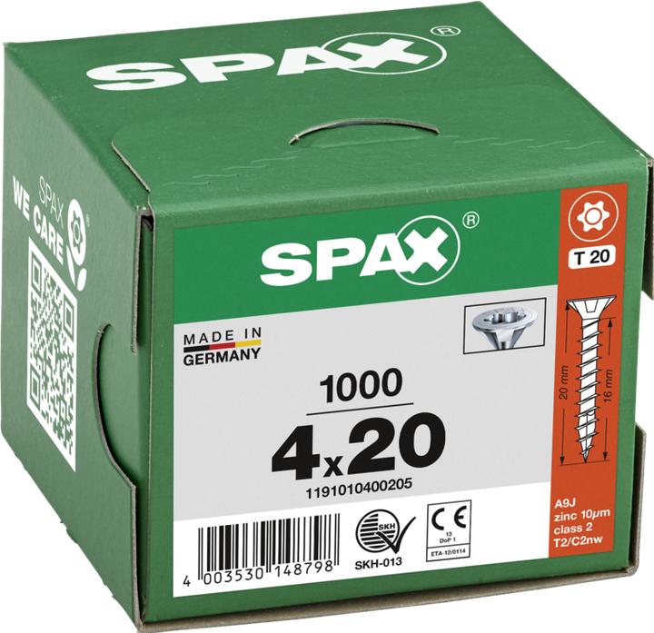 Immagine prodotto Spax Viti per truciolare SK T20 4,0x20 mm (1000 Viti per pezzo)