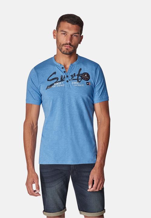 Actual product image Casa Moda T-Shirt Kurzarm-Henley-Shirt mit Print und Stickerei (M)