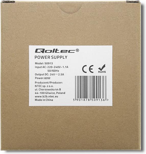 Produktbild Qoltec DIN-Schienen-Netzteil | 60W | 24V | 2 5 A | Weiss | Schlank (60 W)