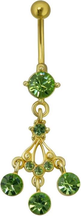Bijouteria Bauchpiercing (PVD Beschichtung (goldfarbig), Messing, Chirurgenstahl 316L, Kristall)