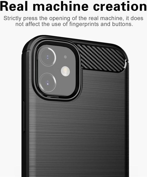 Immagine prodotto Cadorabo TPU Ultra sottile in acciaio inossidabile al carbonio Combi Cover (Apple iPhone 12 mini)