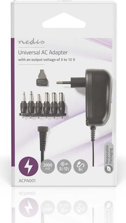 Actual product image Nedis ACPA001 Universal power supply 3/4.5/5/6/7.5/9/12 VDC 1.0 A