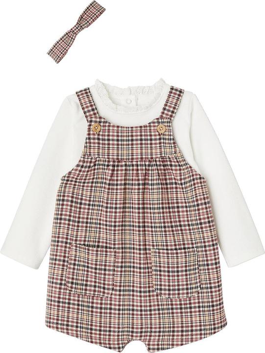 Immagine prodotto Vertbaudet Set da bambina: bavaglino a scacchi, maglietta e fascia per capelli (68)