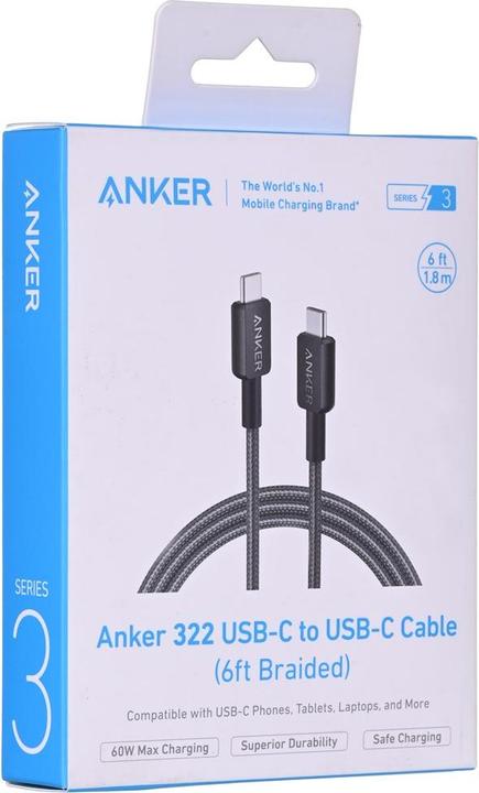 Actual product image Anker USB C – USB-C (1.80 m, USB 2.0, 60 W)