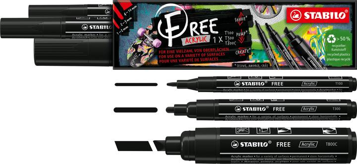 Immagine prodotto STABILO Creatore di acrilico GRATUITO (Nero, 10 mm, 3 x)