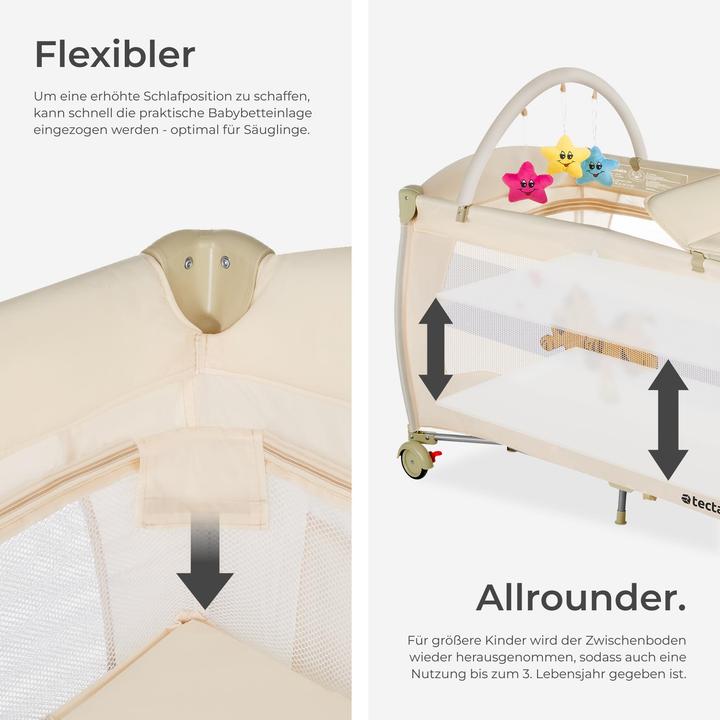 Produktbild tectake Kinderreisebett Hund mit Wickelauflage und Transporttasche