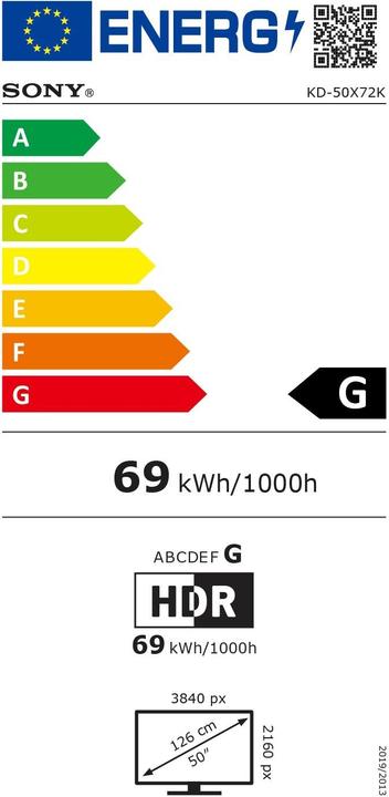 Energy Label Sony KD-50X73K (50", LCD, 4K, 2022)