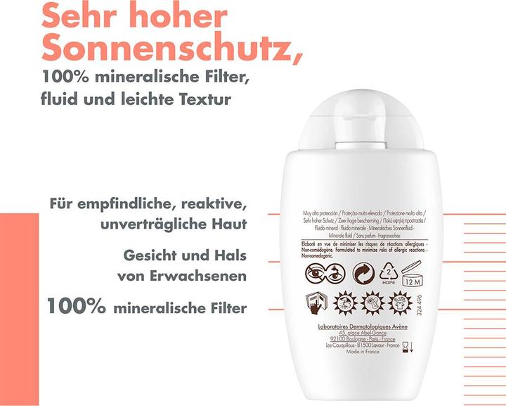 Actual product image Avène Sun Fluid Mineral SPF50+ (Suntan cream, SPF 50+, 40 ml, 71 g)