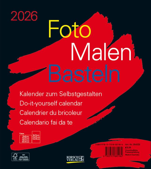 Produktbild Bastelkalender Foto Malen Basteln (Harter Einband, Französisch, Englisch)