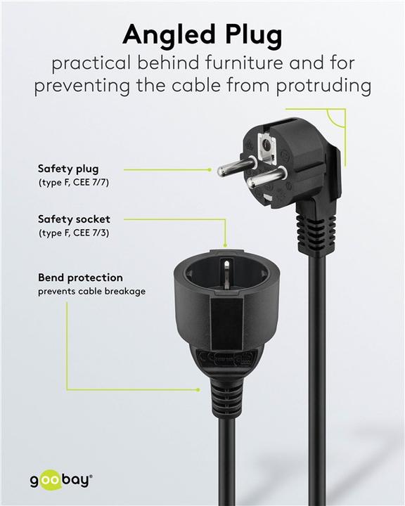 Actual product image Goobay power supply extension cable (2 m, CEE 7/4)