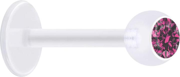 Actual product image Star Piercing Micro Labret transparent with ball and crystal pink (without brass, Bioflex)