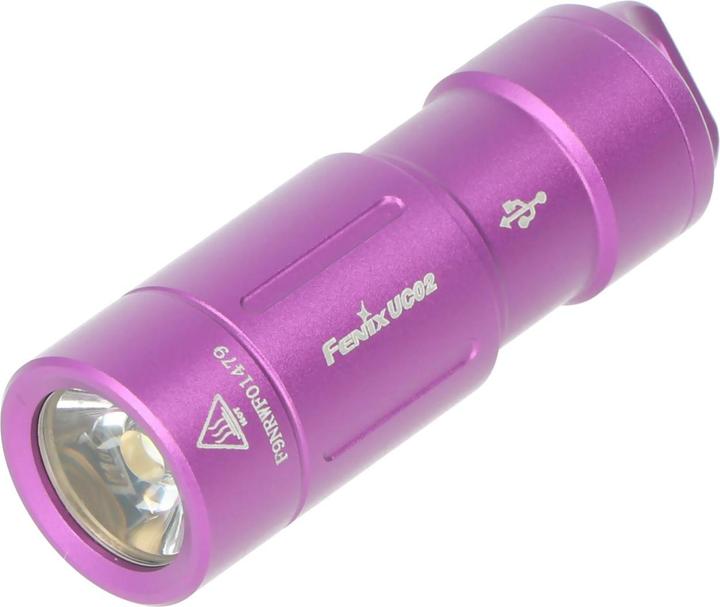 Actual product image Fenix Keychain light UC02 LED purple with Li-Ion battery