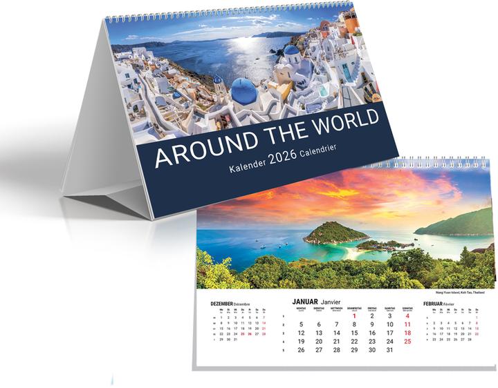 Simplex 3-Monats-Tischaufsteller Aroundtheworld 2026 21 x 15 cm (21 x 15 cm, Deutsch)