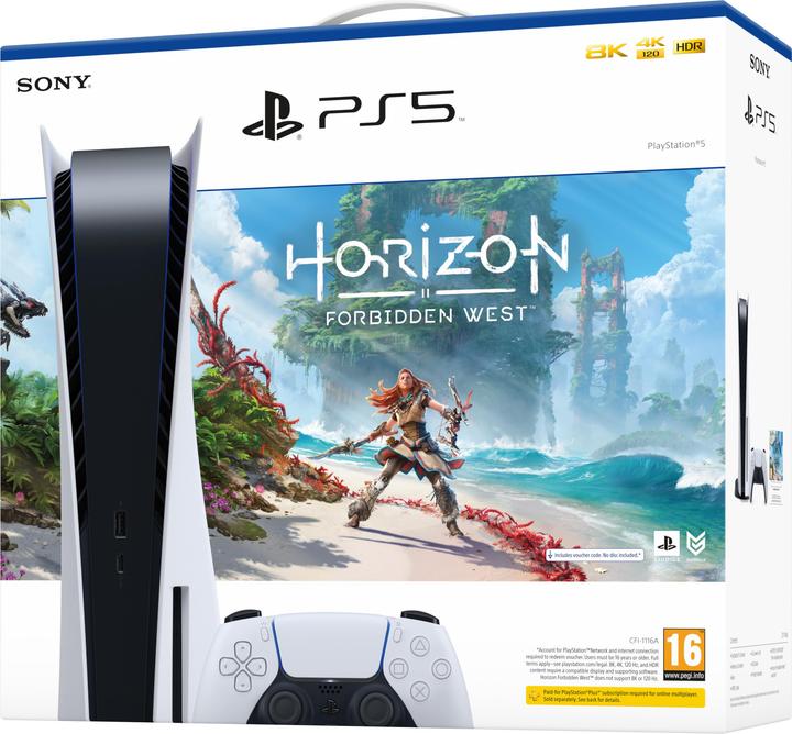Produktbild Sony PlayStation 5 Standard + Horizon Forbidden West 825GB Wi-Fi Schwarz, Weiss