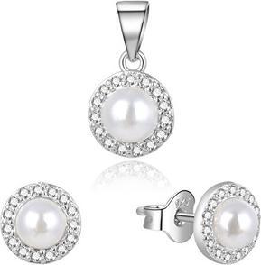 Immagine prodotto Beneto Incantevole parure di gioielli in argento con perle vere AGSET270PL (ciondolo, orecchini)