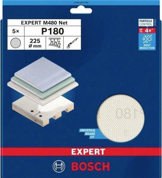 Produktbild Bosch Professional Zubehör EXPERT M480 Schleifnetz, 225 mm, G 180, 5 Stück (180)