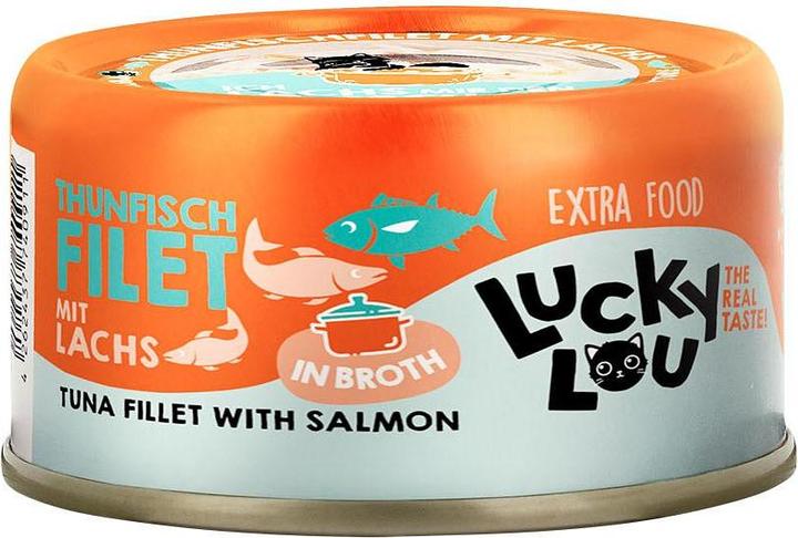Produktbild Lucky Lou Thunfisch & Lachs in Brühe 70g (Adult, 12 Stk., 70 g)