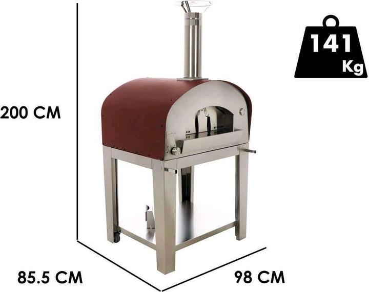 Immagine prodotto Seven Italy Stufa a gas da esterno Eros con carrelloRosso (Forno per pizza a gas)