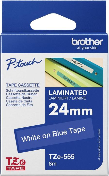 Actual product image Brother Tze-555 (2.40 cm, Blue, White)