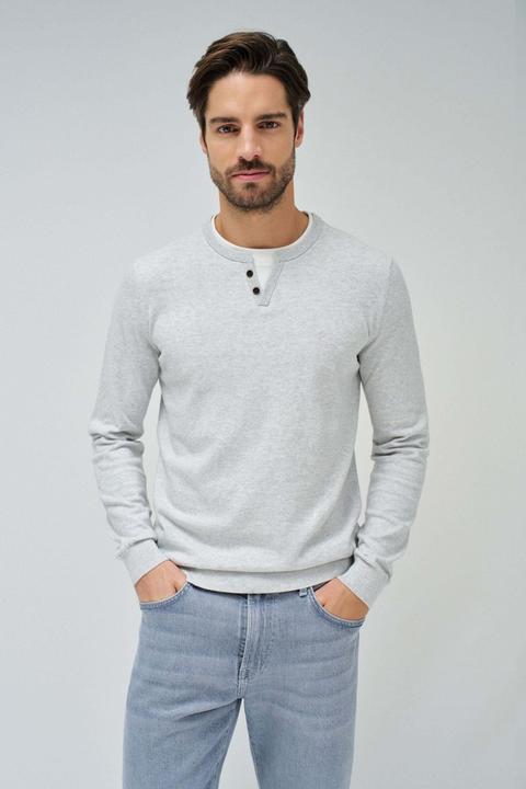 Salsa Jeans Pullover Knit Henley W/ Collar Jersey Details