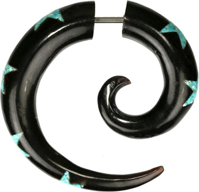 Star Piercing Fake Spirale aus Horn Sterne aus Türkis Stein (Organisch, Mineralisch, ohne Messing)