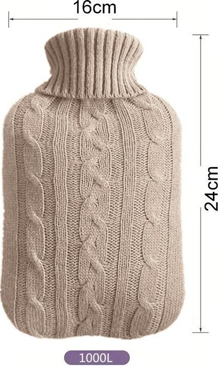 Image du produit ASMI Bouillotte, bouillotte avec housse en tricot, 1 litre (1 l)