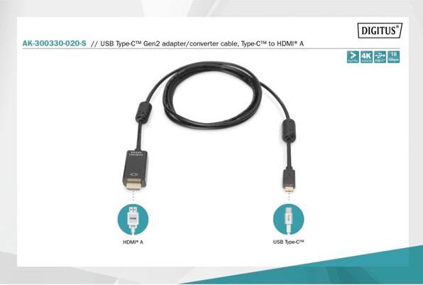 Immagine prodotto Digitus USB Typ C — HDMI (Typ A) (2 m, HDMI)