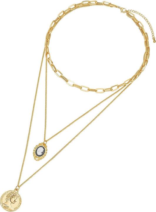 Image du produit Lulu & Jane Médaillon/pièce de monnaie pour dames métal alliage acrylique or jaune chaîne de base de 60,0 cm + (Alliage métallique, 60 - 65 cm)