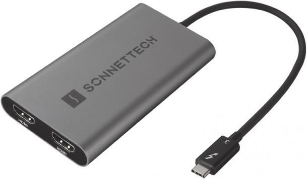 Produktbild Sonnet Thunderbolt Dual 4K 60Hz HDMI Adapter, Space Gray (for Windows, Intel & M1 Pro/Max Macs not comp... (Thunderbolt, 30 cm)