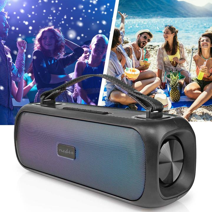 Immagine prodotto Nedis Bluetooth® Party Boombox 4,5 ore 2,0 30 W Riproduzione multimediale: AUX/USB Collegabile IPX5 (4.50 h, Corrente elettrica)