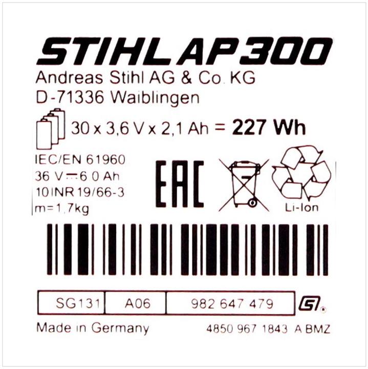 Actual product image Stihl Battery AP 300
