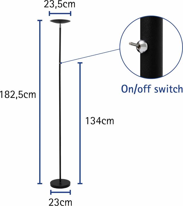 Immagine prodotto Maul Lampada da terra a LED MAULsphere, altezza 1825 mm, 2100 lumen, 26 W, nero opaco (2100 lm)
