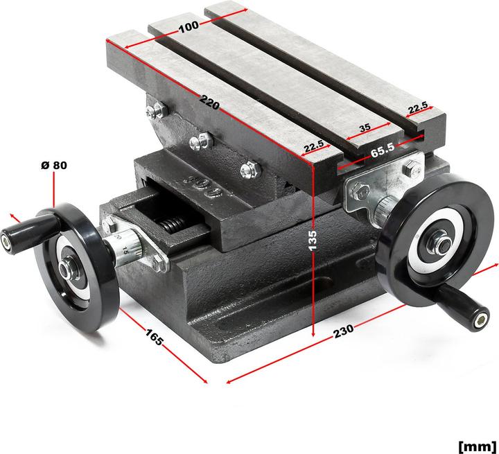 Produktbild Wiltec 2-Achsen Kreuztisch 220x100mm Koordinatentisch Frästisch aus Gusseisen (220 mm)