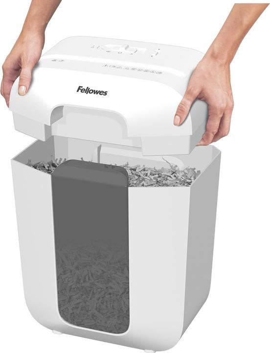 Produktbild Fellowes Powershred LX50 Aktenvernichter mit Partikelschnitt P-4, 4 x 37 mm, bis 9 Blatt, weiss (Partikelschnitt)