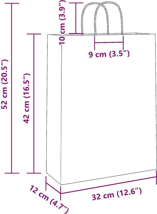 Image du produit VidaXL Sacs en papier kraft 50 pcs. avec anse jaune 32x12x42 cm Sac en papier (Pochette cadeau, 50 x)
