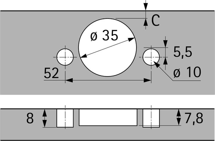 Actual product image Hettich Thin-door hinges Sensys 8646i, corner, centre and inset
