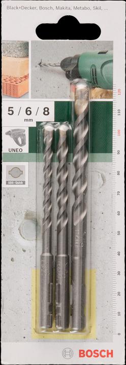 Produktbild Bosch Zubehör Betonbohrer-Set, 3-teilig, SDS quick, 5 - 8 mm (6 mm, 5 mm, 8 mm)