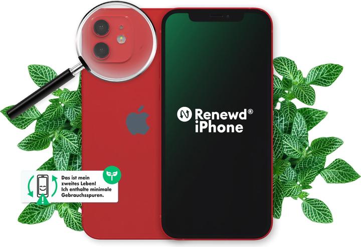 Actual product image Renewd iPhone 12 (64 GB, Red, 6.10", 12 Mpx, Dual SIM, A / Like new)