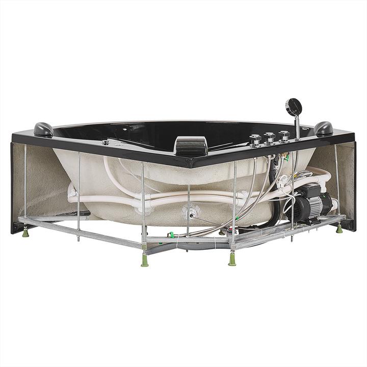 Produktbild Beliani Whirlpool Badewanne schwarz Eckmodell mit LED 140 x 140 cm BARACOA (400 l, 197 cm, 140 cm)