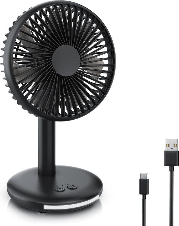 Immagine prodotto CSL Akku Tischventilator, USB Mini Desk Fan, Schreibtischventilator, sehr leise, neigbar, mobiler Lüfter (46.50 dB)