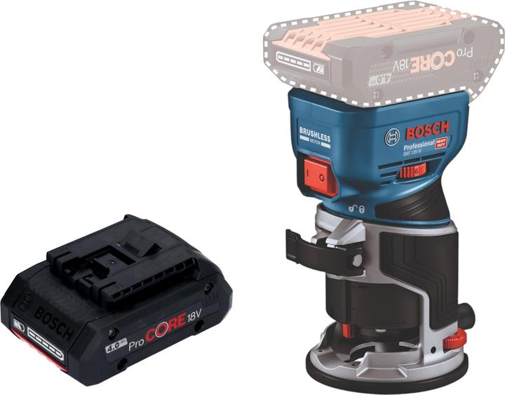 Actual product image Bosch Professional Bosch GKF 18V-8 Professional cordless edge router 18 V 8.0 mm brushless + 1x ProCORE rechargeable