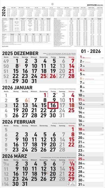 Immagine prodotto 4-Monatskalender Kombi 2026 - Büro-Kalender 33x45 cm (geöffnet) - mit Datumsschieber - - (33 x 45 cm, Copertina rigida, Tedesco)