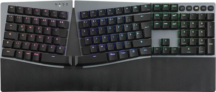 Produktbild Perixx PERIBOARD-835 BR DE, kabellose RGB-beleuchtete ergonomische mechanische Tastatur - flache bra (DE, Kabelgebunden)