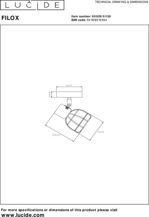 Produktbild Lucide FILOX - Deckenstrahler - 1xE27 - Schwarz 00929/01/30 (E14)