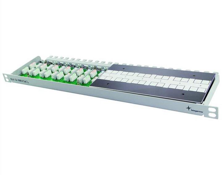 Actual product image Telegärtner 48.30cm (19") connection module,Cat.7 raw cable, 12-way, 1/2 U (Plastic cable ties, 483 mm, 1 pcs.)