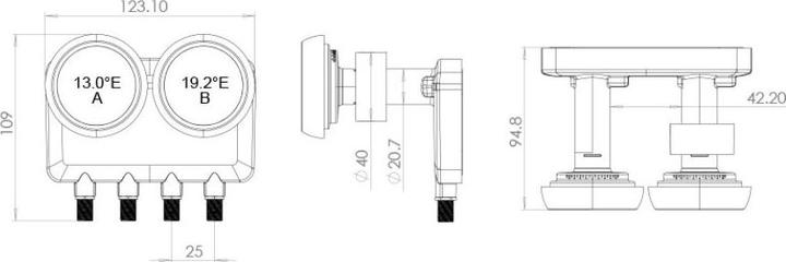 Produktbild inverto Quad Monoblock 6° (Quad LNB, 23mm, 40mm)