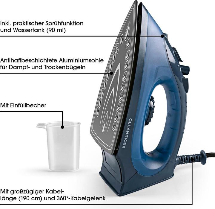 Actual product image CleanMaxx Steam iron CLEAN edition (2200 W, 0.70 g/min)